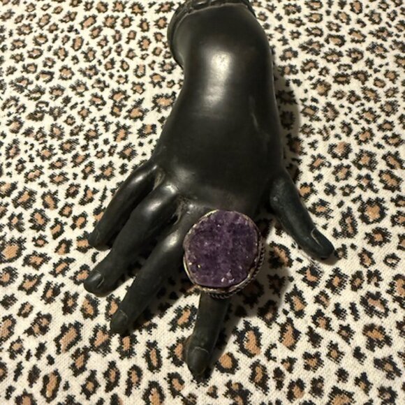 Amethyst Adjustable handcrafted Tibetan Ring! Beautiful Statement Ring! - Picture 1 of 8